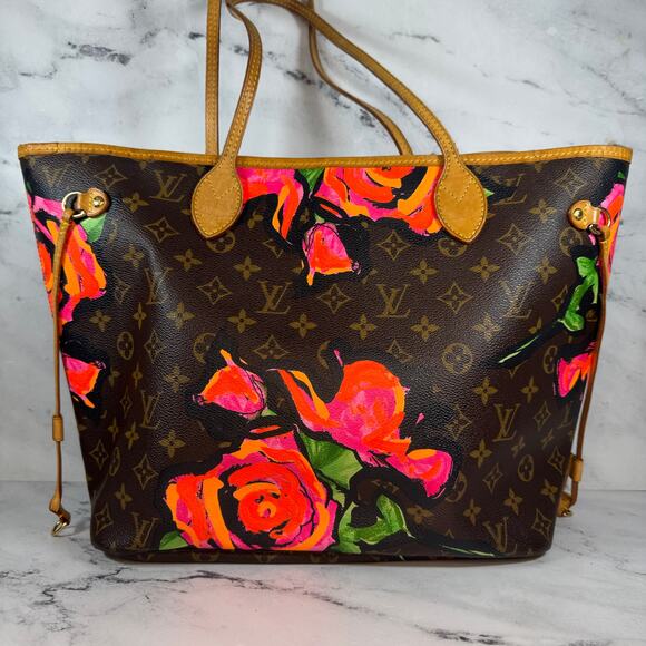 Louis Vuitton Roses Neverfull Bag Stephen Sprouse Monogram Vintage Shoulder Tote - Picture 2 of 15